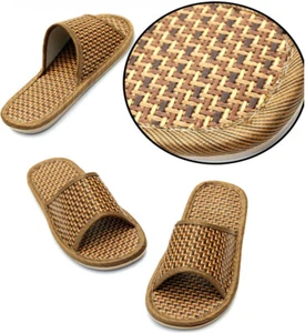 Herren Damen Stroh Sandalen Hausschuhe Komfort Handarbeit Bambus Schuhe Inddor Flip Flops - Bild 1 von 11