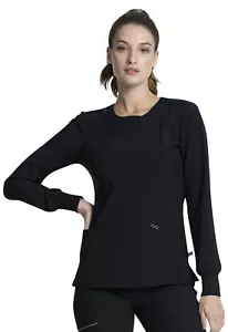 Cherokee Scrubs Women's Long Sleeve V-Neck Top CK781A BAPS Black Free Shipping - Picture 1 of 5
