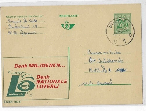 Belgium: 1972; Postal Stationery with advertisement national lotery, EBBL16 - Image 1 of 1