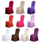 Pleated Skirt Chair Covers Wedding Banquet Party Chair Cover Polyester Slipcover