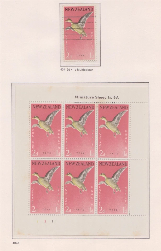 (F187-22) 1959 New Zealand 2sets 2d &3d health stamps 2x M/S F/U& MUH (V) — 第 1/2 张图片