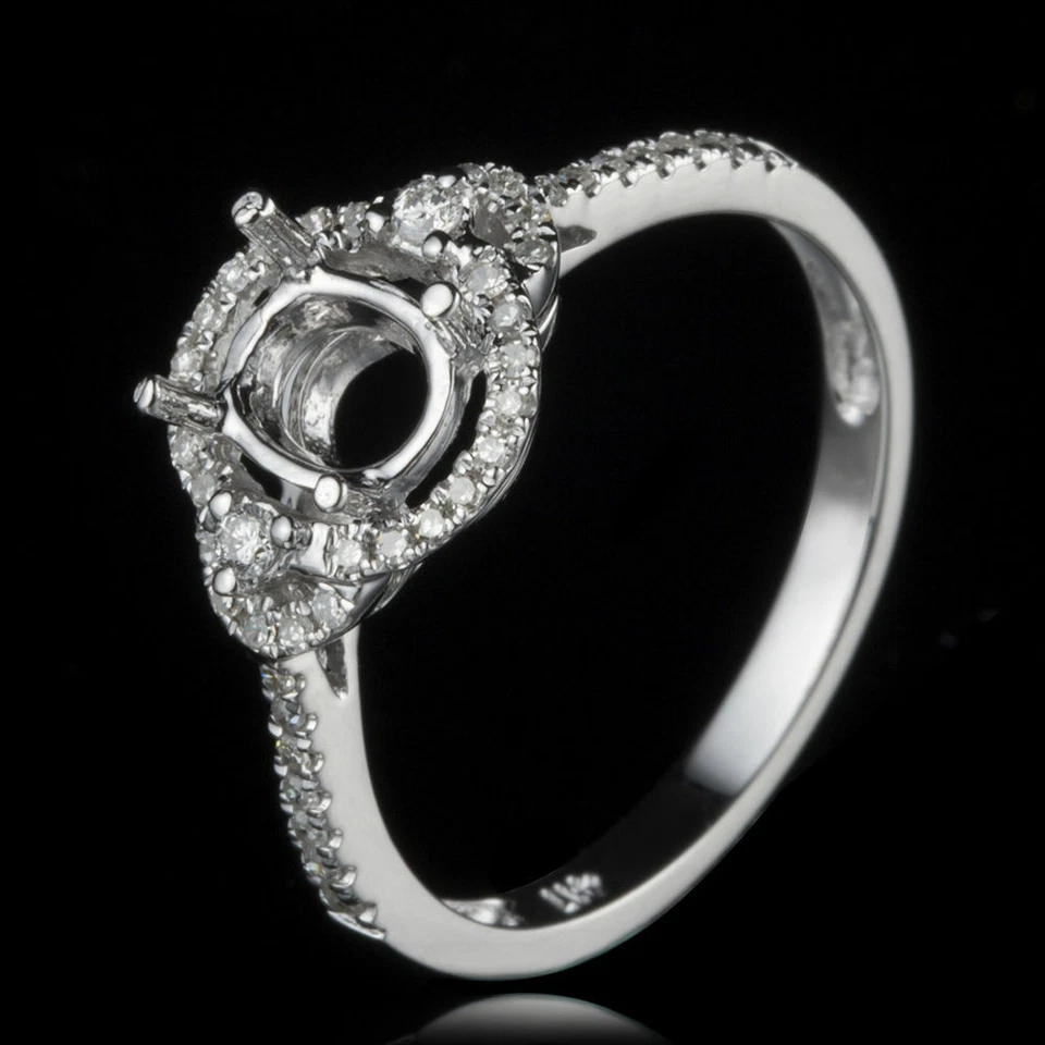 7x5mm Oval Cut Genuine Diamond Engagement Wedding Ring 10k White Gold Semi Mount - Image 1 of 4