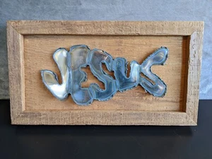 DE COLECCIÓN NUEVO JESÚS Madera Rústica Inspirador Decoración de Pie/Colgante Enmarcada - Imagen 1 de 6