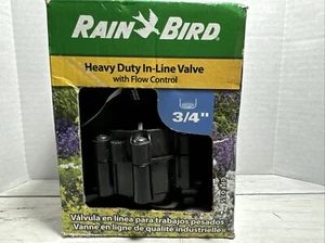 Rain Bird Heavy Duty InLine Automatic Sprinkler Valve w/ Flow Control Black 3/4" - Picture 1 of 12