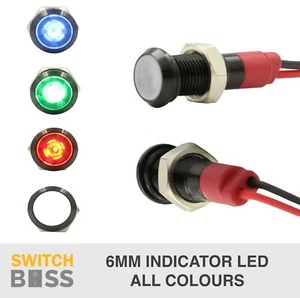 12v 6mm LED PILOT DASH POWER Indicator Light - Black Aluminium Dash Warning Lamp - Picture 1 of 15