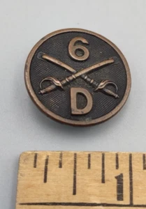 WWI US ARMY M1917 TUNIC 6TH INFANTRY COMPANY D COLLAR DISC INSIGNIA - Picture 1 of 4