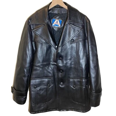 Blazer De Colección Amerex Amerfoam Negro Cuero Vegano Adulto M Años 60 Militar Motociclista Raro Foto 1 de 4
