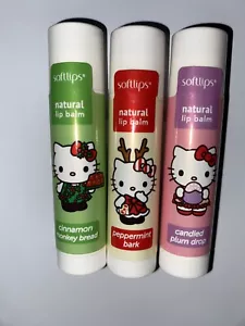 Juego de 3 bálsamos labiales SOFTLIPS Hello Kitty en sabores navideños — nuevos y sellados - Imagen 1 de 1
