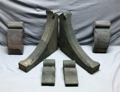Pair Antique Wood 26x29 3 Piece Corbels Roof Brackets Green VTG Old 1666-24B - Image 1 of 4