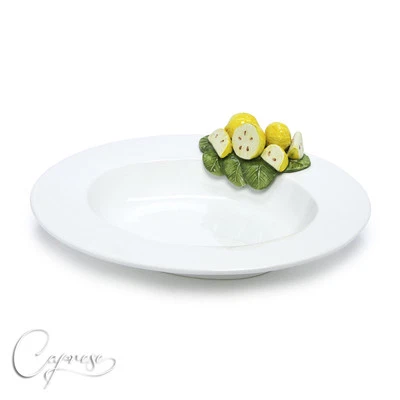 BASSANO KERAMIK HANDBEMALTE OVALE SERVIERPLATTE 42 CM ZITRONE MOTIV ITALIEN NEU - Bild 1 von 4