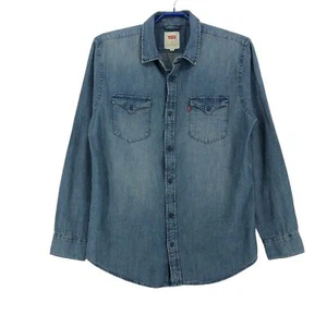 Levi's Strauss & Co Hombres Manga Larga Casual Denim Azul Camisa Talla M - Imagen 1 de 8