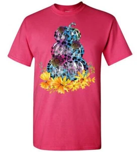 Triple Stacked Leopard Pumpkins Fall Autumn Tee Shirt Top - Imagen 1 de 24