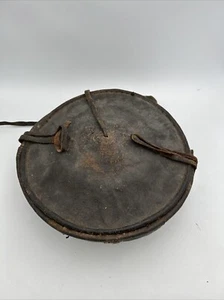 Antique Ethiopian African Leather Straw Basket With Strap 14.5” - Picture 1 of 13