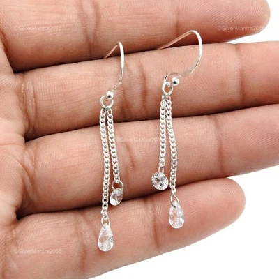 Orecchini A Gancio Eleganti In Argento Con Gemme In Zirconia Cubica Bianca - Immagine 1 di 4