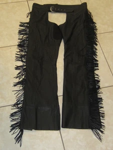 Women's Large Harley Davidson Leather Chaps with leather Boone fringe - Bild 1 von 14