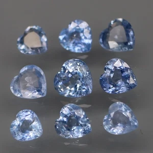 Heart Shape 4x4 to 5.5x5mm.Natural Cornflower Blue Sapphire Ceylon 9Pcs/4.56Ct. - Picture 1 of 6