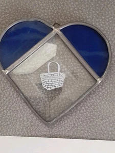 Stain Glass Heart With Basket 3" Sun Catcher - Picture 1 of 4