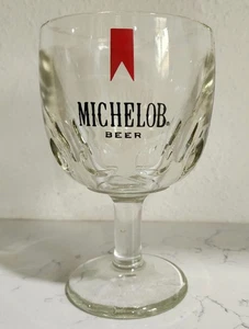 Vintage Michelob Beer Thumbprint 16oz Stemmed Beer Clear Thick Glass/Goblet  - Picture 1 of 5