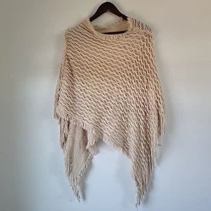 Knit Shawl Cable Knit Cardigan Fringe Boho Accessory - Picture 1 of 8