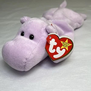 ⭐️ FELIZ ⭐️ 1993 TY Beanie Babies Hipopótamo 🦛 MWMT'S - Imagen 1 de 4