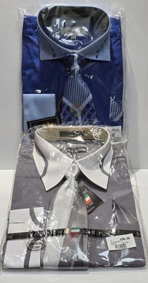 Mens Dress Shirts & Ties NIP - Fratello Blue Shirt- Daniel Ellissa Gray Shirt - Image 1 of 4