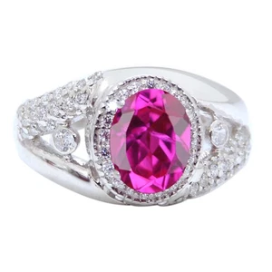 585er Weißgold 1,85 Karat Natürlich Rosa Turmalin IGI Zertifiziert Diamant Ring - Bild 1 von 5