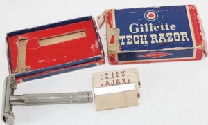 Gillette-DE-Super Velocidad-con Caja de Papel Tecnológico-+ 5 Hojas de Borde Único-1948 - Imagen 1 de 5