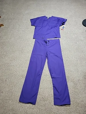 Ropa de trabajo Cherokee - Juego de 2 exfoliantes unisex púrpura. Talla S Foto 1 de 4