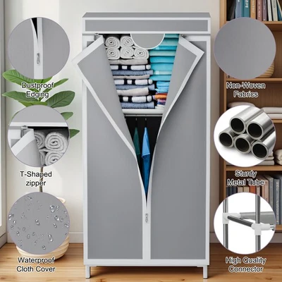 Armario portátil de diseño armario perchero organizador de almacenamiento estante dormitorio Foto 1 de 3
