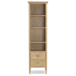 Skioa Oak Slim Bookcase With Drawer - Clearance Sale - Picture 1 of 3