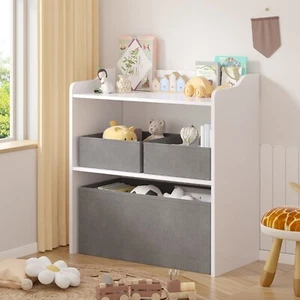 Toys Storage Organizer with 3 Fabric Bins Storage Rack for Kids , Easy Assembly - Picture 1 of 11
