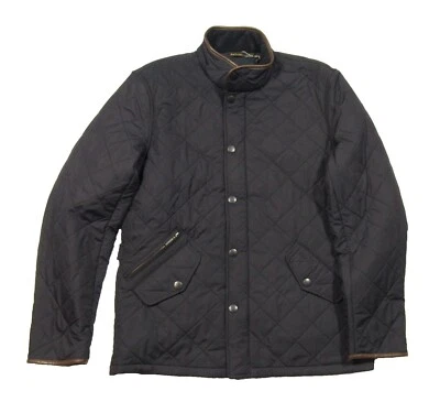 Chaqueta acolchada Barbour Powell azul marino ajuste regular cremallera completa para hombre $300 Foto 1 de 4