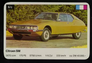 Citroen SM Kwartet card/Quartet card/juego card Trading Card - Imagen 1 de 2