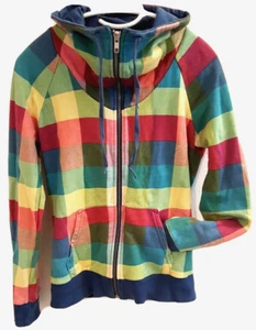 Chaqueta H&M Talla 36 Capucha Cuello Sudadera Bolsillos Cremallera Colorido Cuadros - Imagen 1 de 11