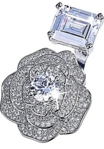✨Unique 2.50ct White Sapphire Open Rose Adjustable Ring SZ 5-10✨ - Picture 1 of 3