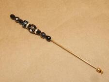 Black Italian Wedding Cake Crystal & Rhinestone Rondelle Hat Stick Pin Brooch 6"