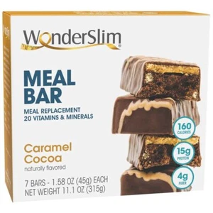 WonderSlim Meal Replacement Protein Bar Caramel Cocoa 15g Protein 20 Vitamins... - Picture 1 of 8