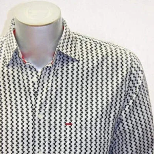 Men's Rufus Black | White | Turquoise Long Sleeve Button Down Shirt NWT - Picture 1 of 4
