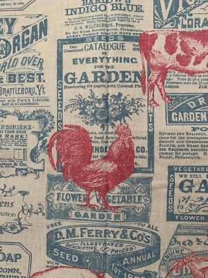 Vintage Farm Fabric Feed Sack Labels Animal Unbranded 44" X 72" - Image 1 of 4