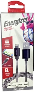 ENERGIZER 8ft Braided Sync & Charge USB Cable (Apple Devices) - Picture 1 of 2