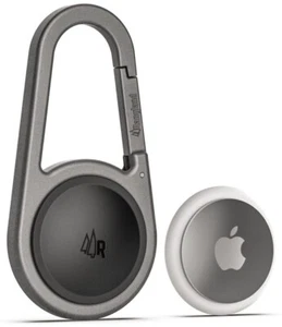 Airtag Holder with Keychain Carabiner - Secure Case for Apple Airtag - Gunmetal - Picture 1 of 9