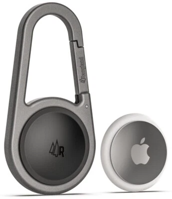Airtag Holder with Keychain Carabiner - Secure Case for Apple Airtag - Gunmetal - Image 1 of 4