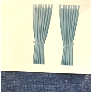 New Set Of 2 Ikea LENDA Curtain Panels BLUE Chambray Tab Top 55 x 98 803.961.77 - Picture 1 of 6