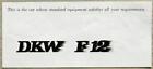 DKW F12 Car Sales Leaflet Brochure c1963 #WB 4949 (22-B-124) Auto Union