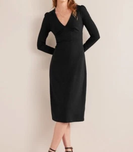 Boden Column Jersey Tea Long Sleeve V-Neck Office Preppy Midi Dress Women’s Sz 2 - Picture 1 of 5