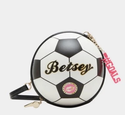 Betsey Johnson Kitsch Goal Crossbody Bag Black White Soccer Ball NWT - Image 1 of 4