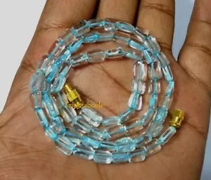 Collana Pietra Preziosa Liscia Cristallo Topazio Blu 5x6-5x9 mm 18" pollici 1 - Foto 1 di 10