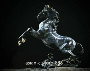 11" China Art Bronze Copper Fengshui Animal Running Horse Lucky Statue Sculpture - Picture 1 of 7