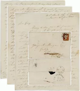 1843 LETTER to GEORGE MORGAN ABERDARE MERTHYR TIDVIL PENNY RED No.7 in MX cv£450 - Picture 1 of 8