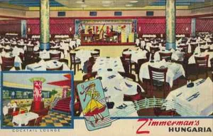 New York NY "Zimmerman's Hungaria Dinner-Supper Club" c1943 Postcard New York - Picture 1 of 2